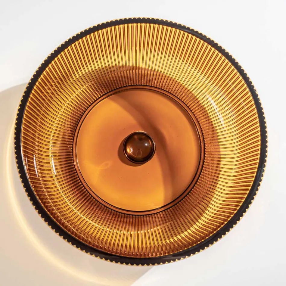 Round Countertop Washbasin in Plissè Venetian Glass Made in Italy - Zircon Viadurini