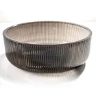 Round Countertop Washbasin in Plissè Venetian Glass Made in Italy - Zircon Viadurini