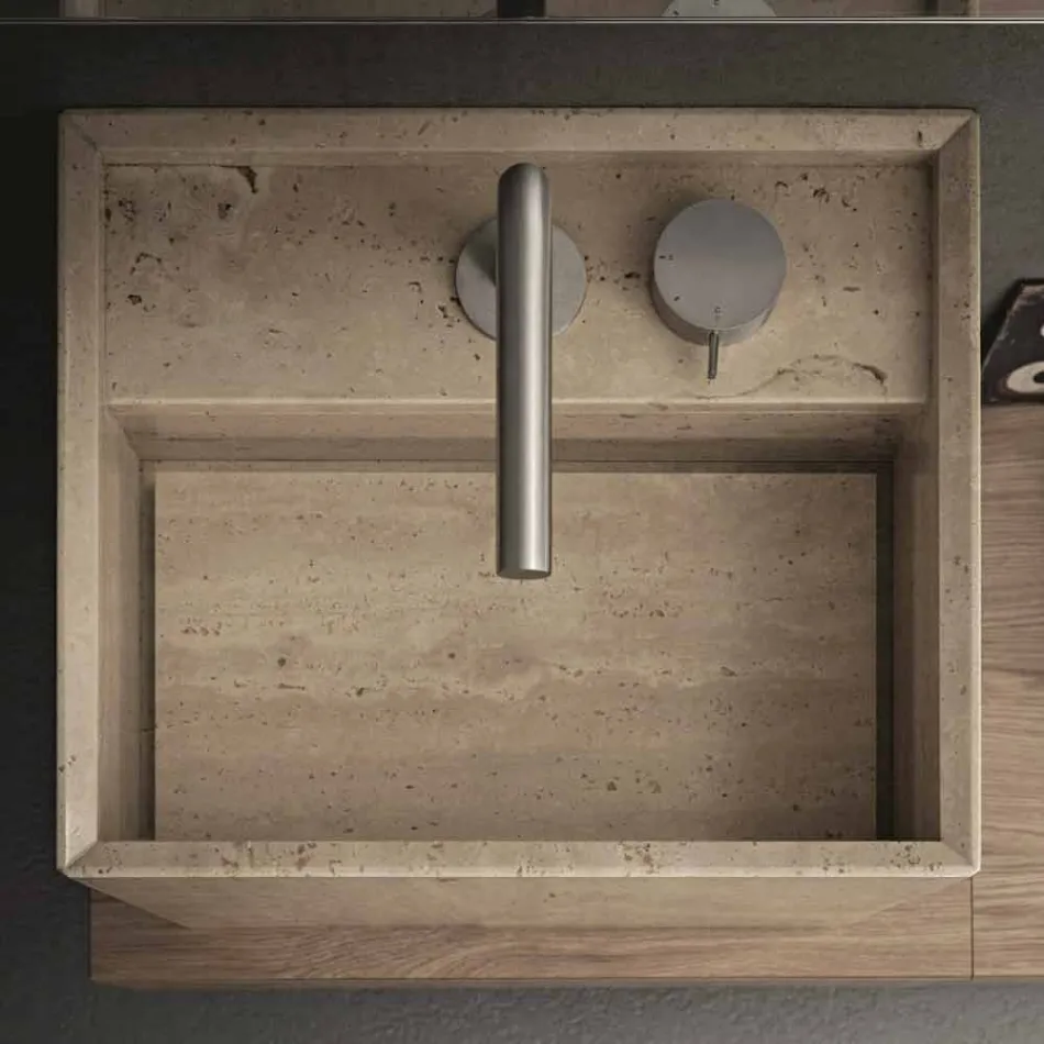 Modern Square High Design Countertop Stone Bathroom Washbasin - Farartlav2 Viadurini