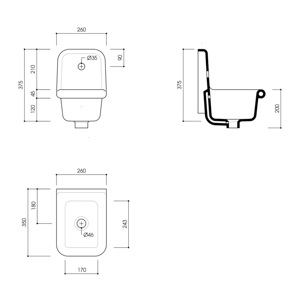 White and Colored Ceramic Bathroom Washbasin 26 cm Vintage Style - Jordan Viadurini