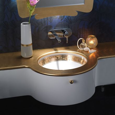 Built-in Bathroom Sink in Hand-Cast Fire Clay Made in Italy - Erioli Viadurini
