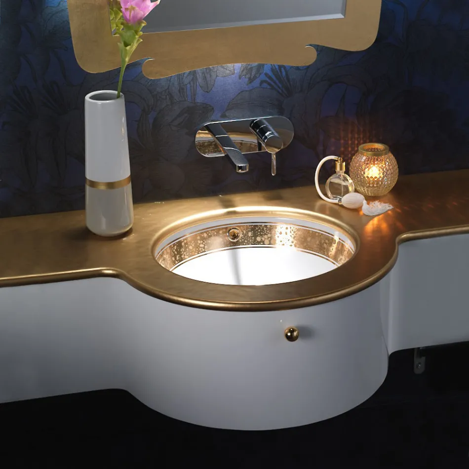 Built-in Bathroom Sink in Hand-Cast Fire Clay Made in Italy - Erioli Viadurini