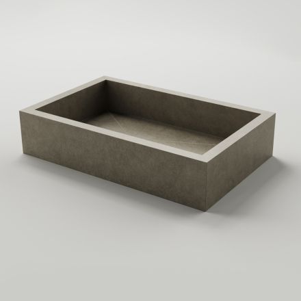 Rectangular Bathroom Washbasin in Porcelain Stoneware Made in Italy - Ludmilla Viadurini
