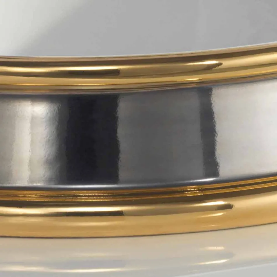 Design semi-recessed bathroom sink in fire clay made in Italy, Manilo Viadurini