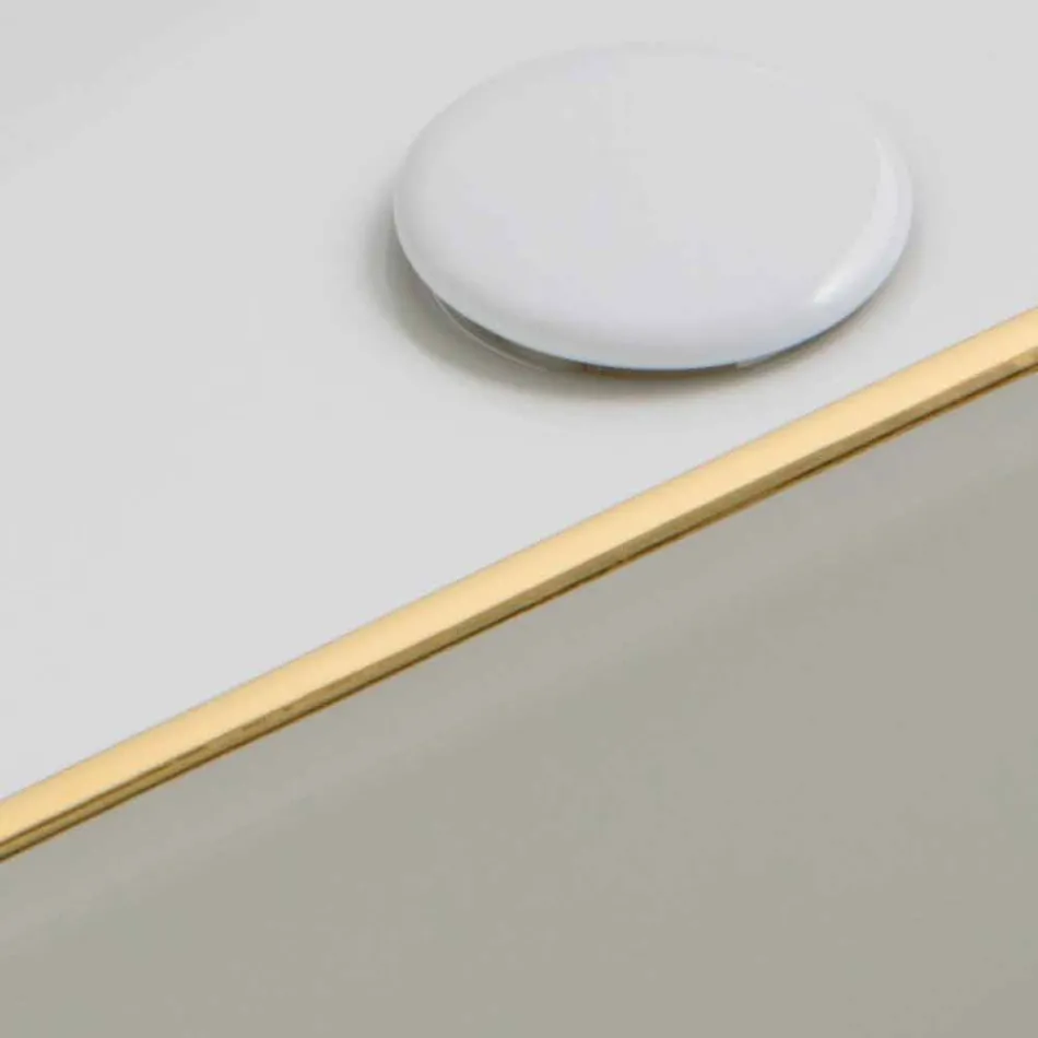 Design ceramic countertop washbasin with gold border made in Italy Debora Viadurini
