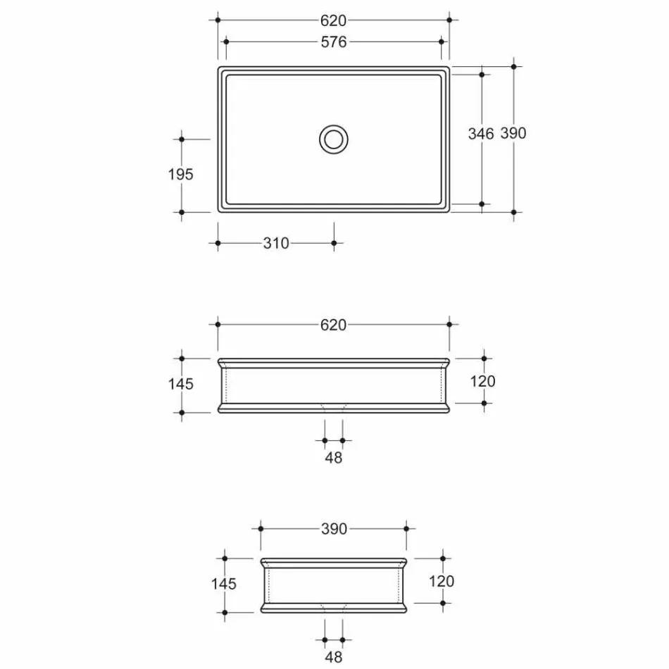 Design ceramic countertop washbasin with gold border made in Italy Debora Viadurini