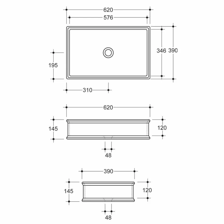 Design ceramic countertop washbasin with gold border made in Italy Debora Viadurini