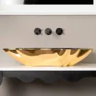 Designer washbasin ceramic black and gold made in Italy Rayan Viadurini