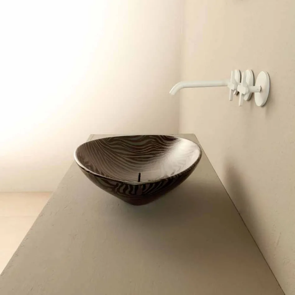 Black ceramic zebra design countertop washbasin made in Italy Animals Viadurini