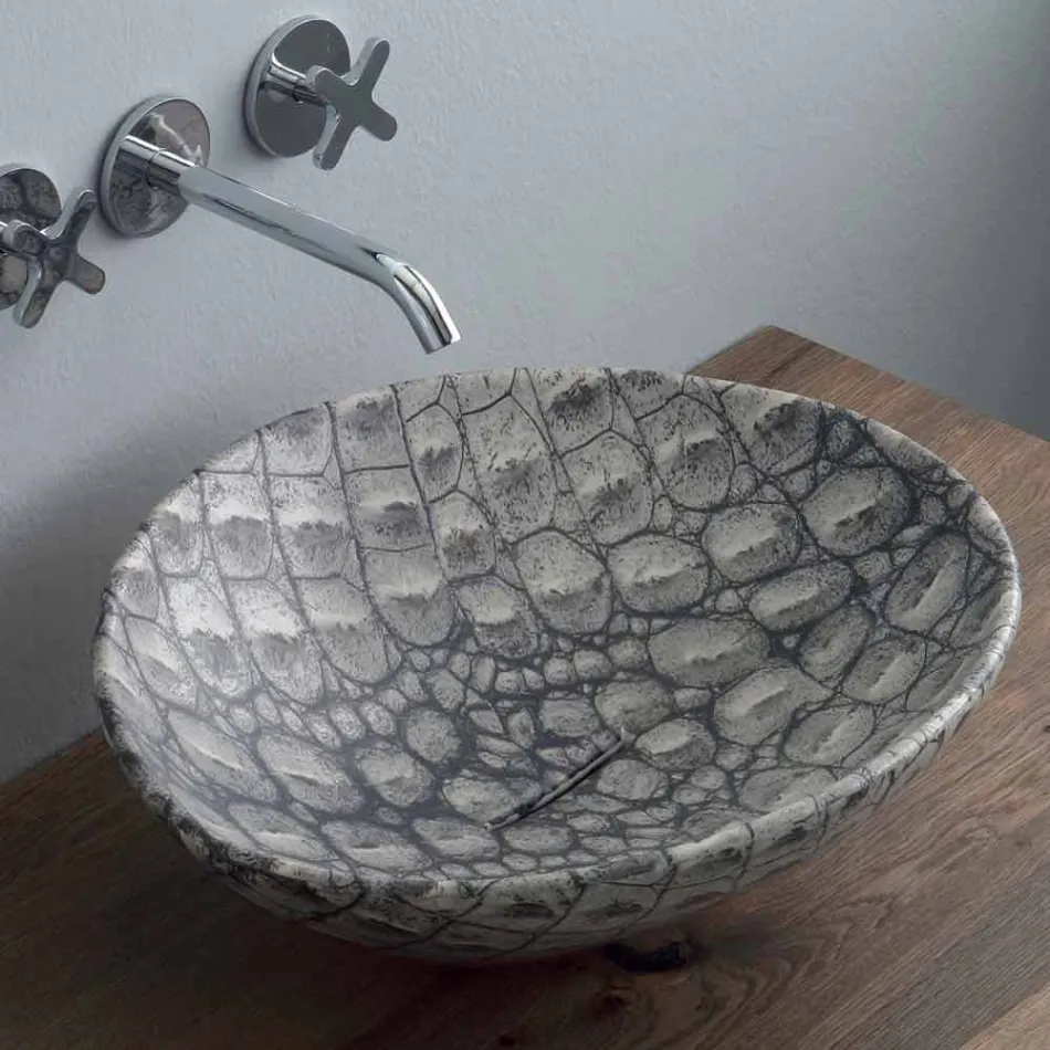 Design ceramic countertop washbasin made in Italy Animals Viadurini