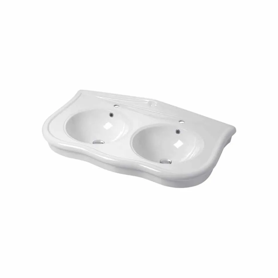 Double Console or Wall-mounted Washbasin in Modern Avise Ceramic Viadurini