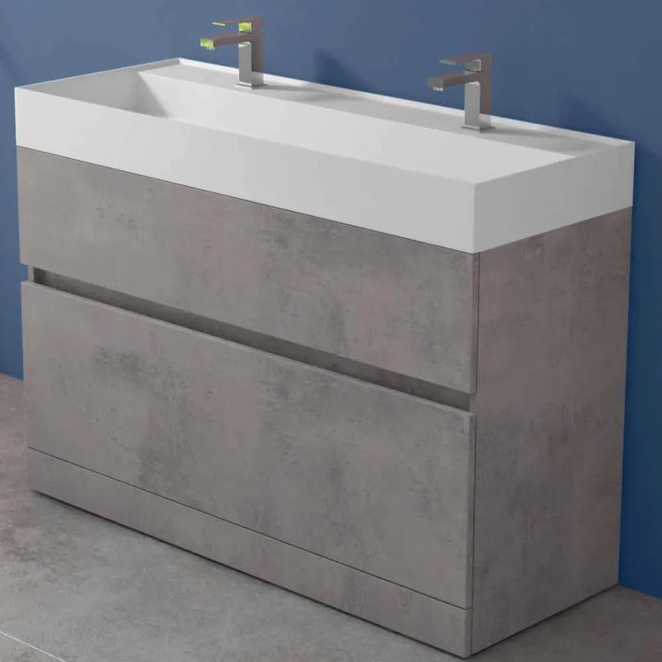 Double Washbasin with Floor Cabinet Modern Design in Laminate - Pompei Viadurini
