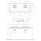 Double wall-mounted modern ceramic washbasin made in Italy, Reale Viadurini