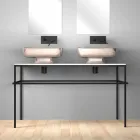 Double wall-mounted modern ceramic washbasin made in Italy, Reale Viadurini
