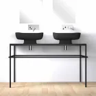 Double wall-mounted modern ceramic washbasin made in Italy, Reale Viadurini