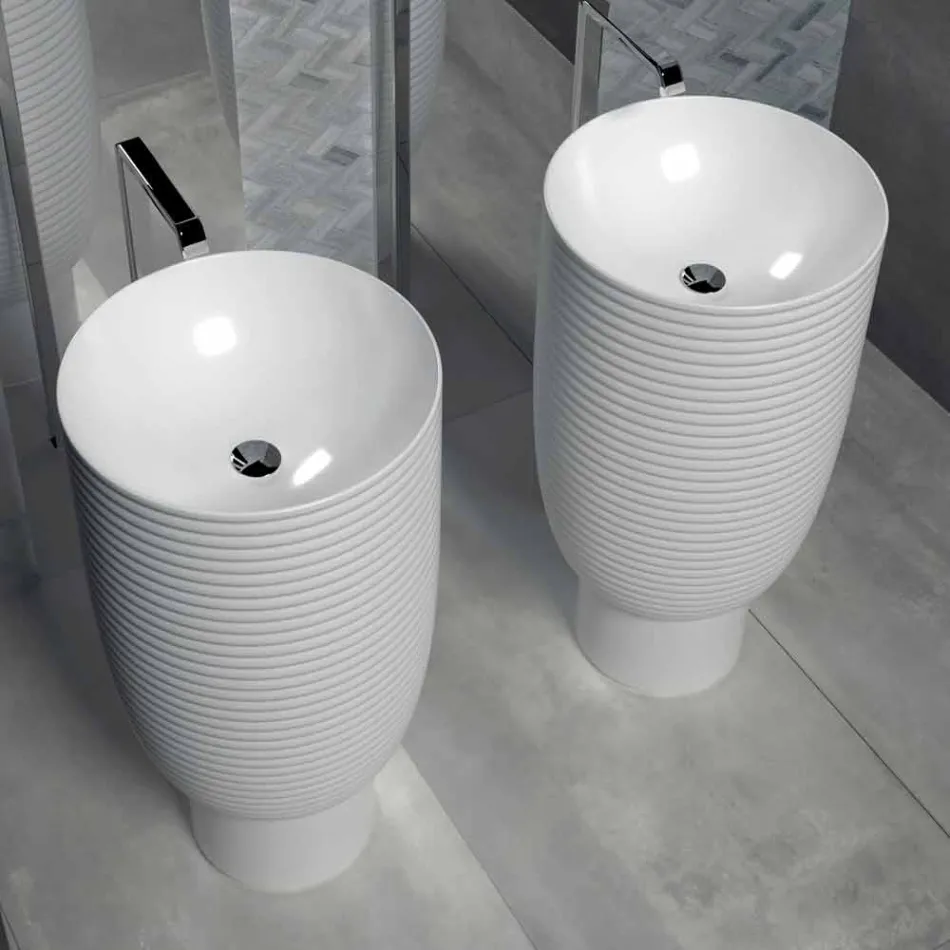 Freestanding washbasin in white ceramic or colored Trabia Viadurini