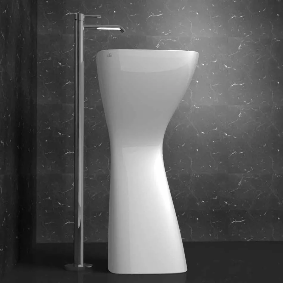 Freestanding modern ceramic washbasin made in Italy, Firmino Viadurini