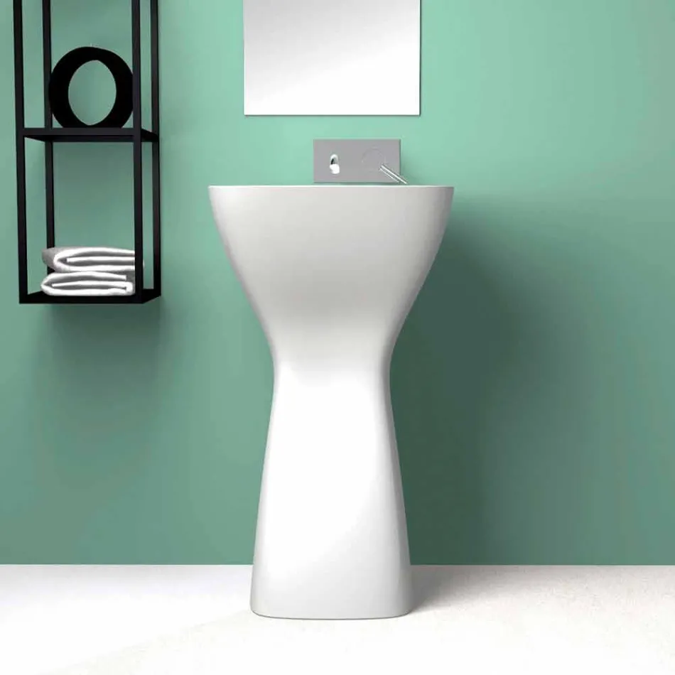 Freestanding modern ceramic washbasin made in Italy, Firmino Viadurini