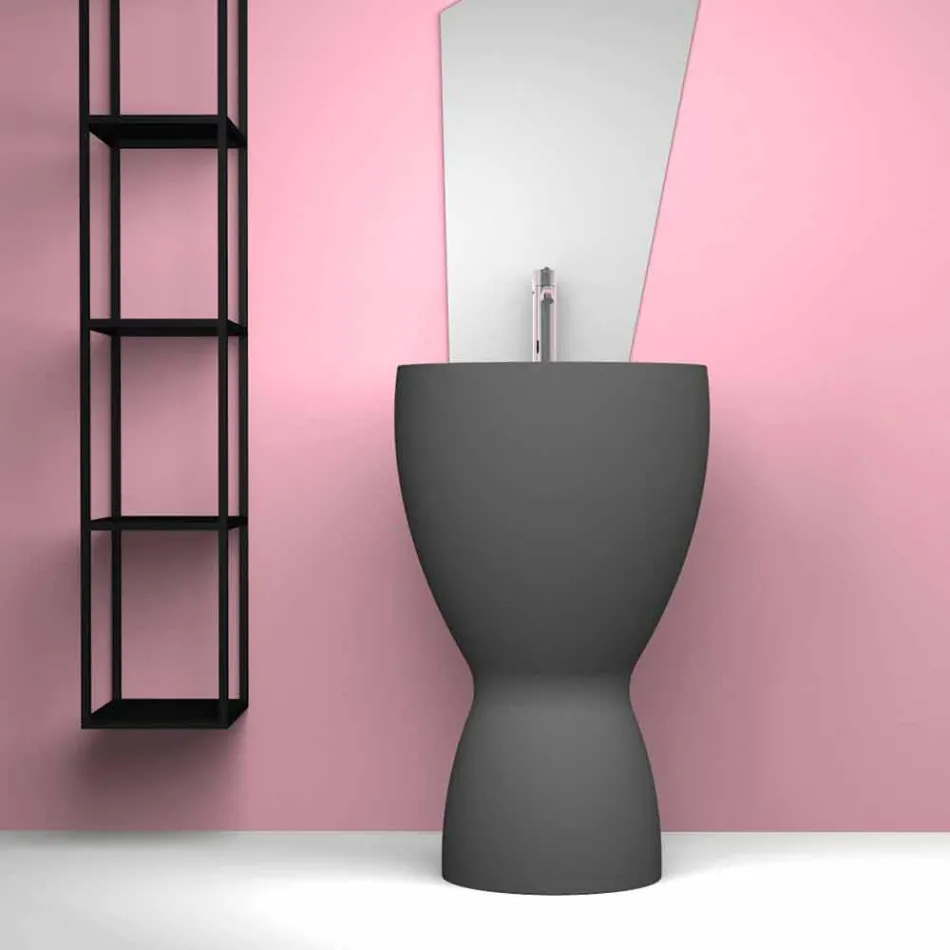 Modern freestanding ceramic washbasin made in Italy, Basile Viadurini