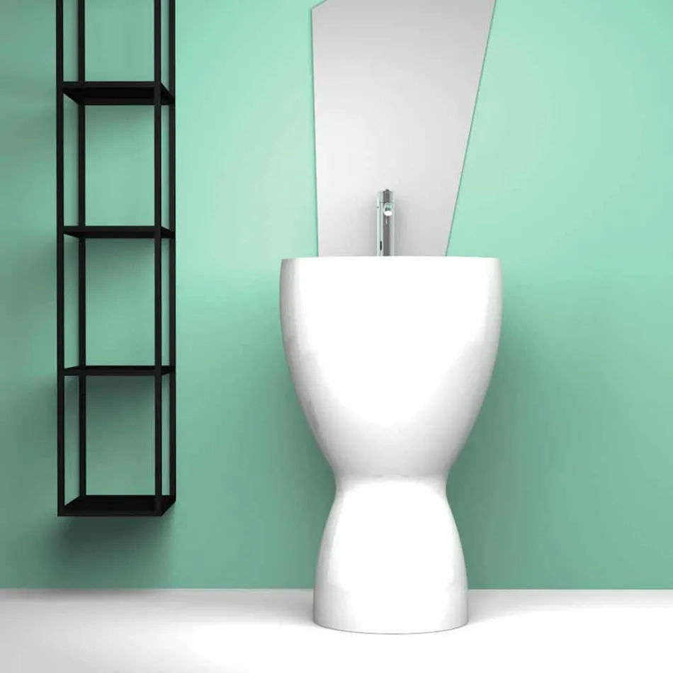 Modern freestanding ceramic washbasin made in Italy, Basile Viadurini