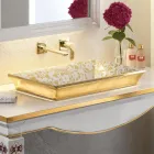 Hand-Cast Fire Clay Washbasin with Colorful Decorations Made in Italy - Aulente Viadurini