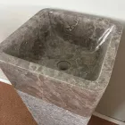 Pedestal grey washbasin in Taffy stone, unique piece Viadurini