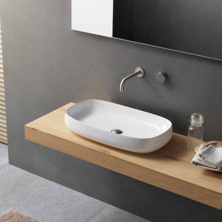 Modern Design White Ceramic Countertop Washbasin Made in Italy - Tune1 Viadurini
