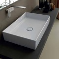 Sun 60x37 modern design countertop ceramic washbasin, made in Italy
