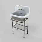 Wall-mounted ceramic washbasin with full grid structure Tom Viadurini