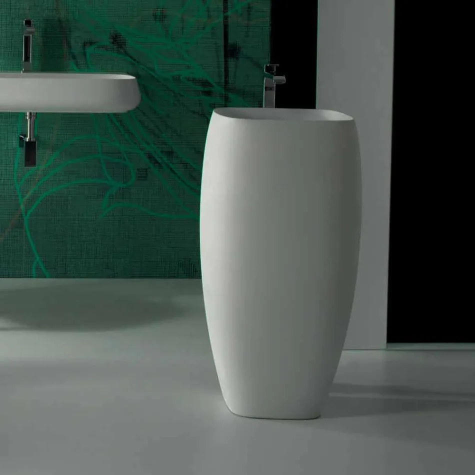Modern design freestanding ceramic washbasin Gaiola, made in Italy Viadurini