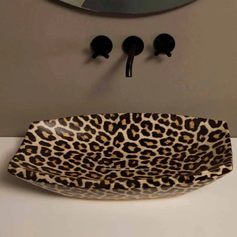 Cheetah ceramic countertop washbasin made in Italy by Laura Viadurini