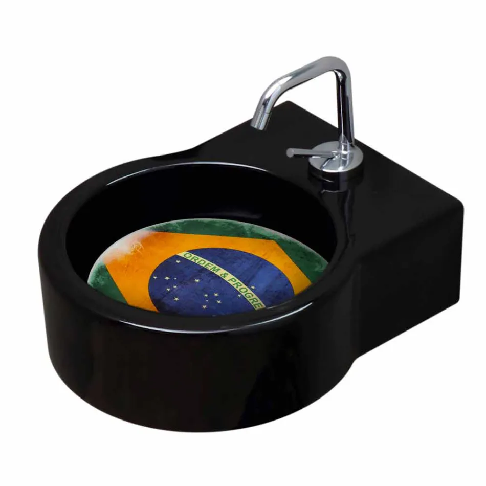 Free-standing black ceramic washbasin / suspension made in Italy Tor Viadurini