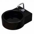 Suspended/countertop black ceramic washbasin made in Italy Tor