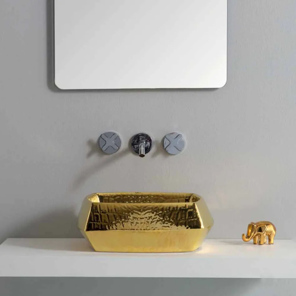 Modern countertop ceramic washbasin made in Italy Simon Viadurini