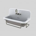 Rectangular ceramic washbasin vintage with suspended Felipe metal base