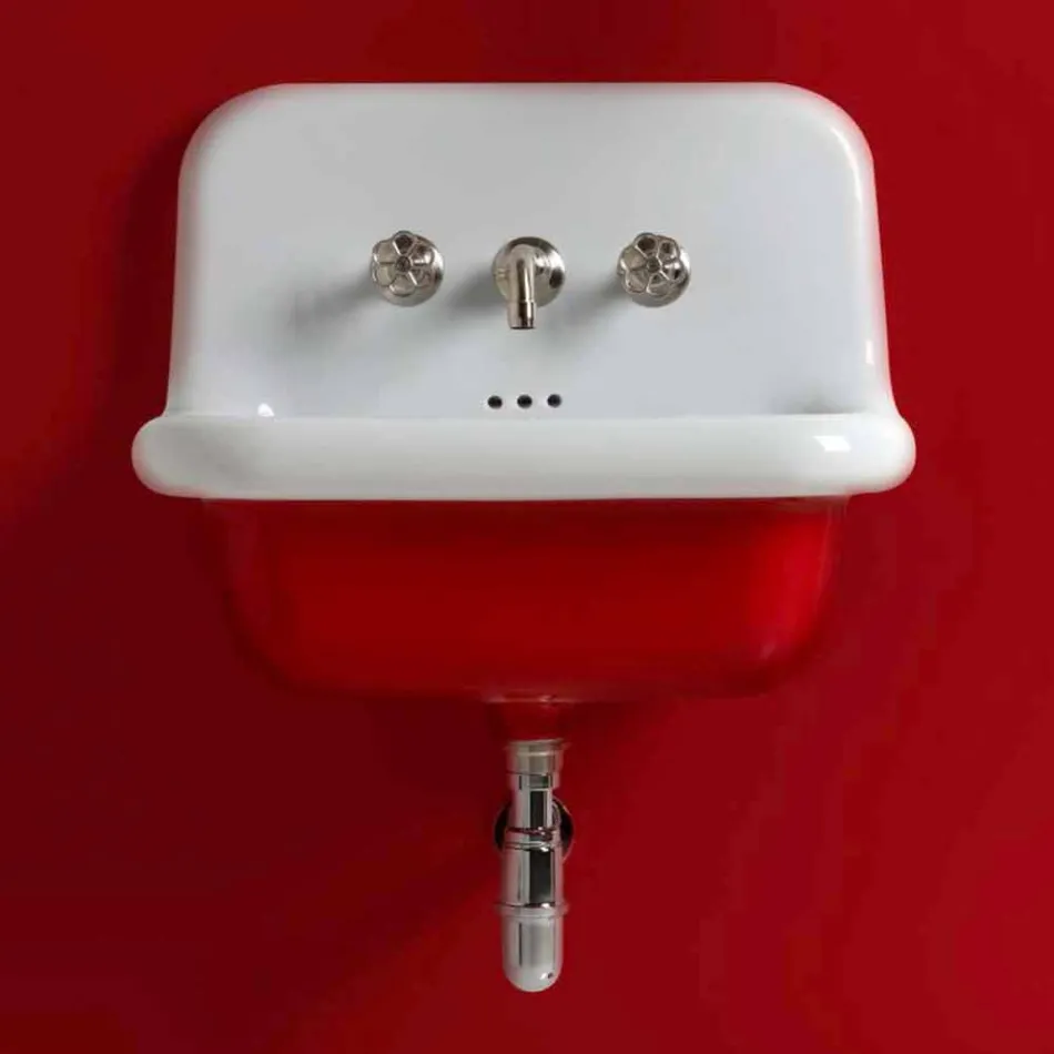 Rectangular ceramic sink with Jordan colored bottom Viadurini
