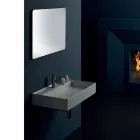 Modern design suspended ceramic washbasin Sun 80x45 cm, made in Italy Viadurini