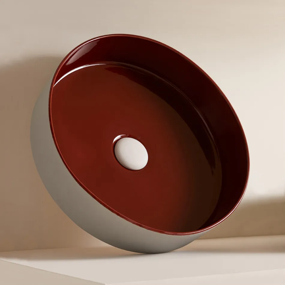 Porcelain stoneware washbasin of different finishes Made in Italy - Envelope Viadurini