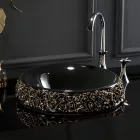 Porcelain washbasin with hand-applied petals Made in Italy - Amarone Viadurini