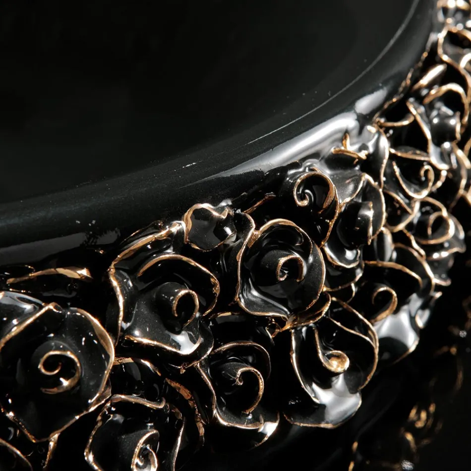 Porcelain washbasin with hand-applied petals Made in Italy - Amarone Viadurini