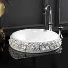 Porcelain washbasin with hand-applied petals Made in Italy - Amarone Viadurini