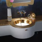 Built-in sink in Fire Clay with band in different finishes Made in Italy - Erioli Viadurini