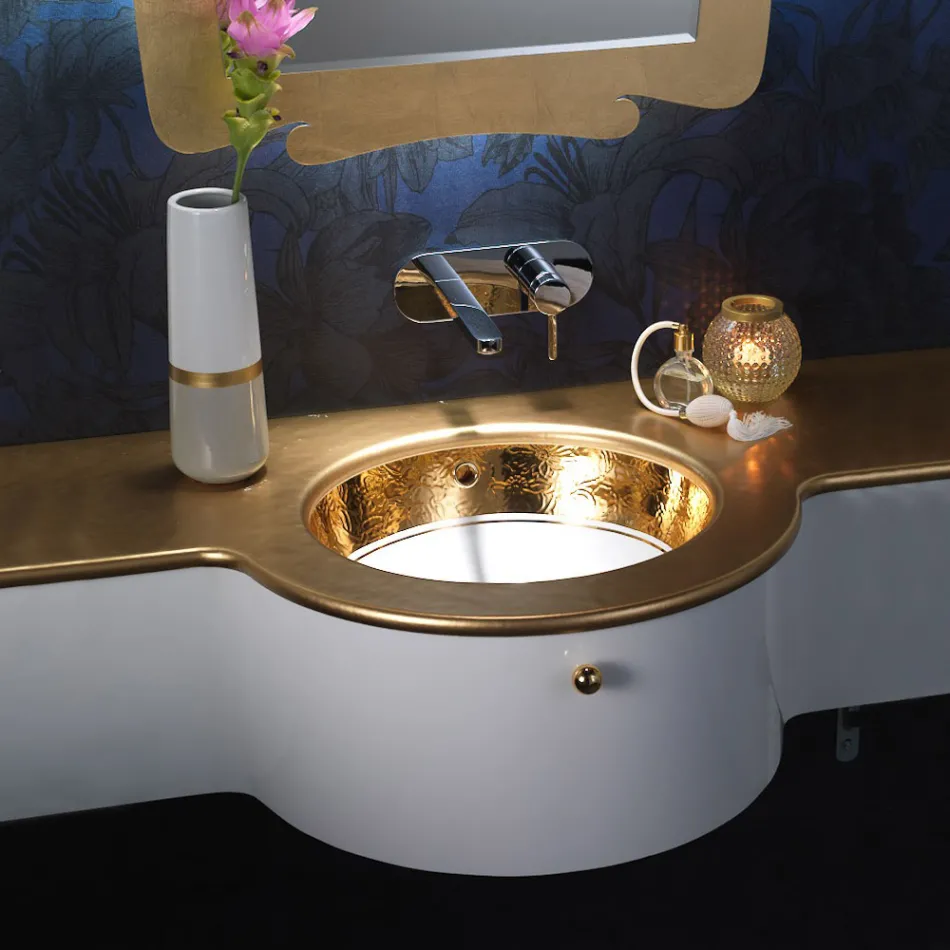 Built-in sink in Fire Clay with band in different finishes Made in Italy - Erioli Viadurini