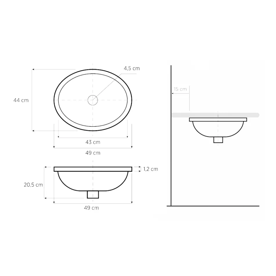 Built-in Fire Clay Washbasin with Platinum Lace Band Made in Italy - Erioli Viadurini