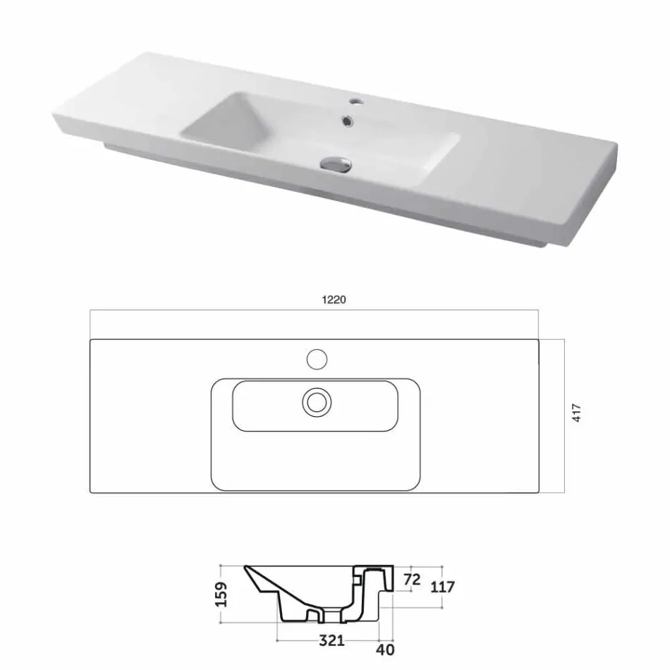 Modern Countertop and Recessed Basin in Colored Ceramic Maida Viadurini