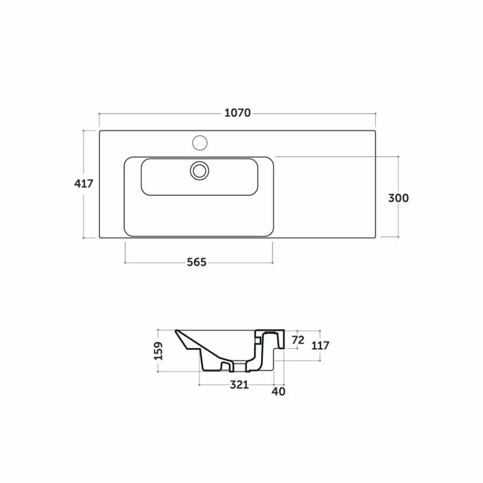 Modern Left and Recessed Basin in Ceramica Maida Viadurini