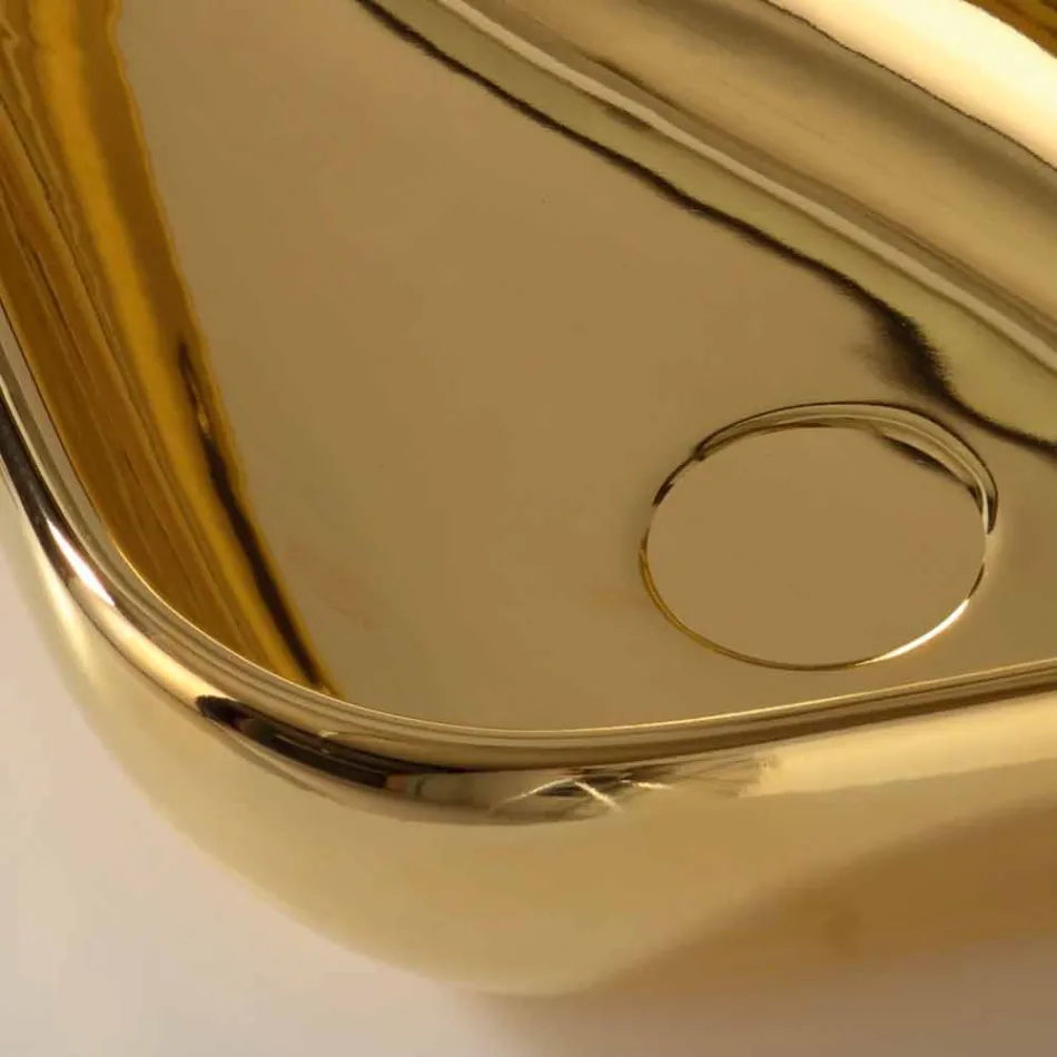 Modern countertop washbasin in gold ceramic made in Italy Sofia Viadurini