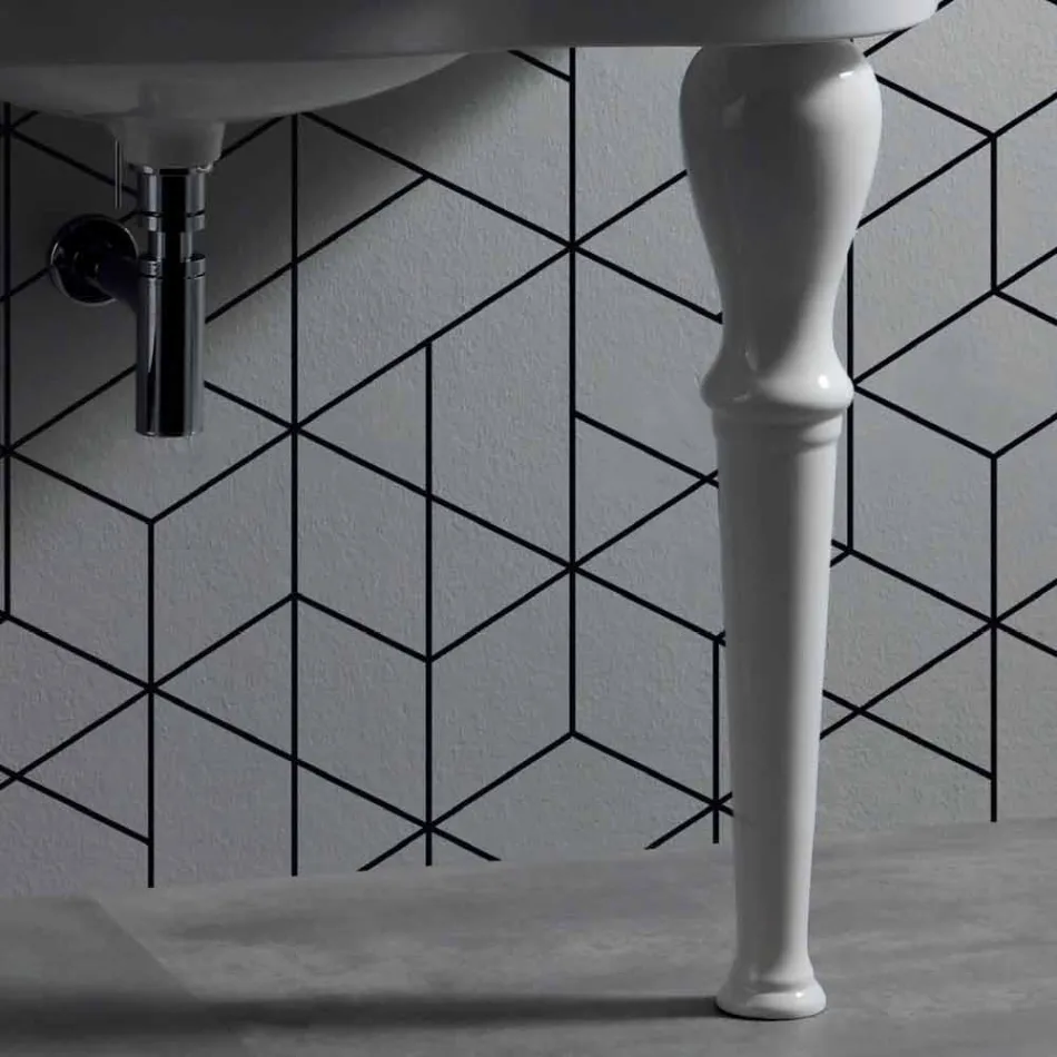 Modern Wall Washbasin with or without Legs, L90 cm in Avise Ceramic Viadurini