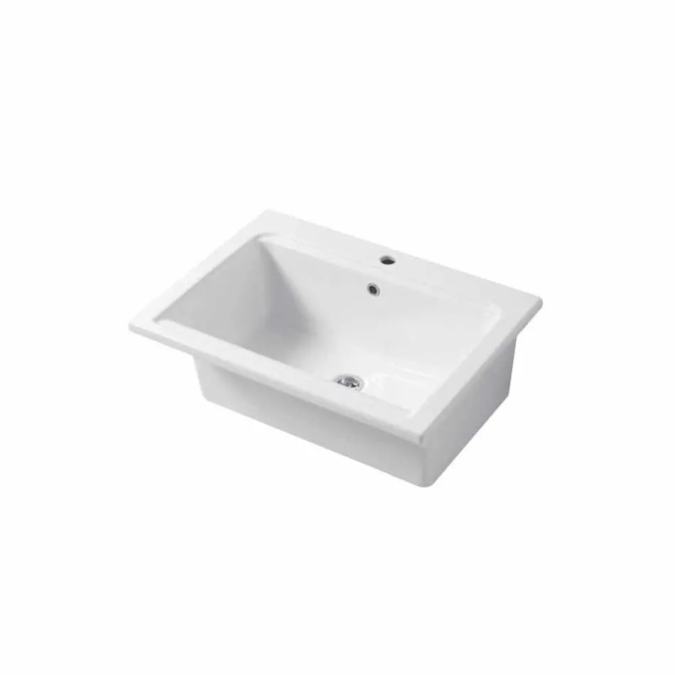 Modern One-hole Washbasin in White or Panama Colored Ceramic Viadurini