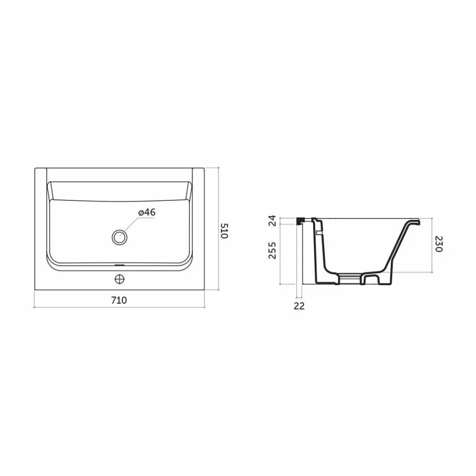 Modern One-hole Washbasin in White or Panama Colored Ceramic Viadurini